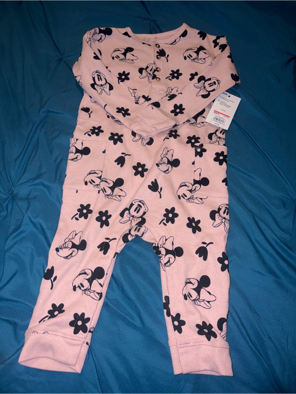 Pink Minnie Mouse Floral Baby Romper